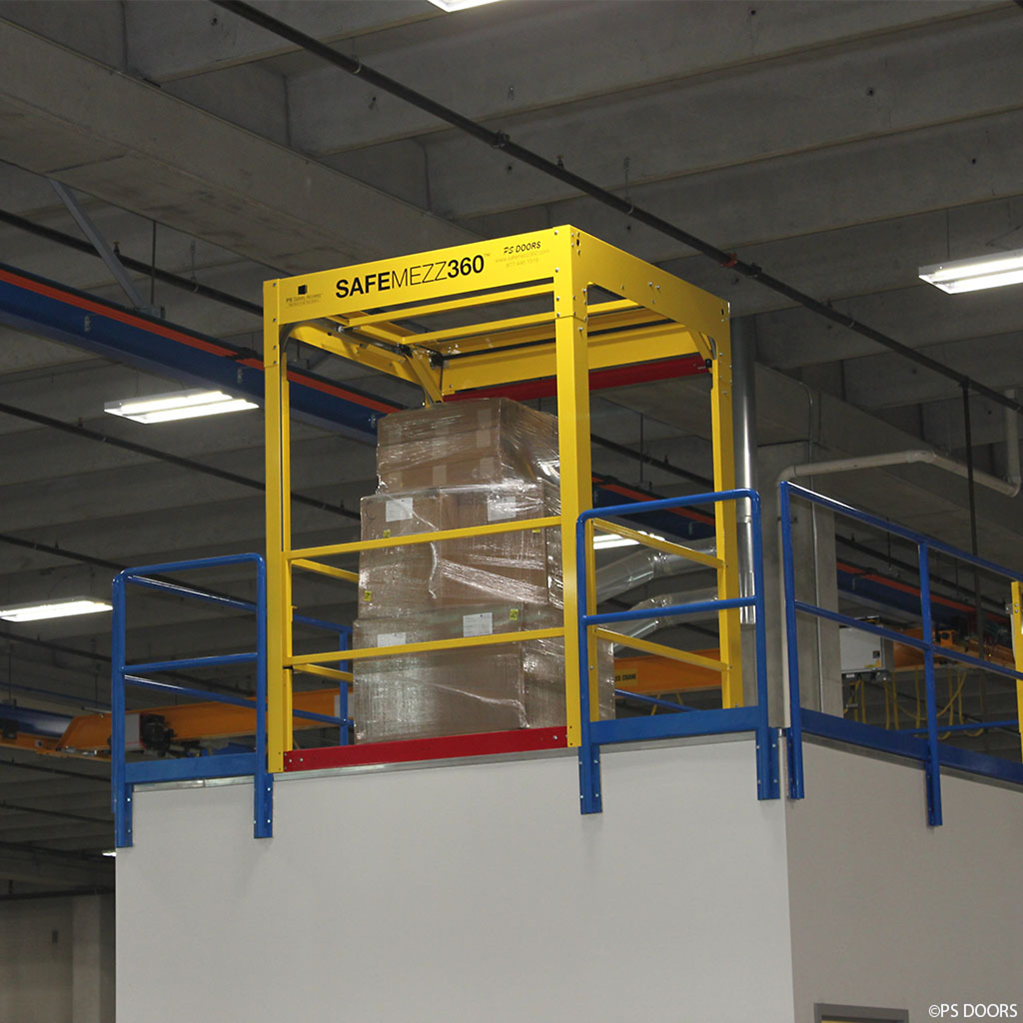 PS INDUSTRIES, Mezzanine Safety Gate, 100in., Model# SMZMM100 Color Yellow, Max. Width 100 in, Material Carbon Steel, Model# SMZMM100